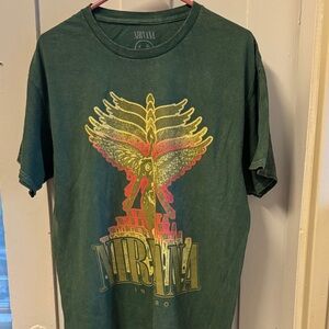 NIRVANA Dark Green Tee with Vibrant Graphic